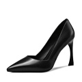 2019 High Heel Stiletto Women's Pumps black genuine leather x19-c146C Ladies Women custom Dress Shoes Heels For Lady